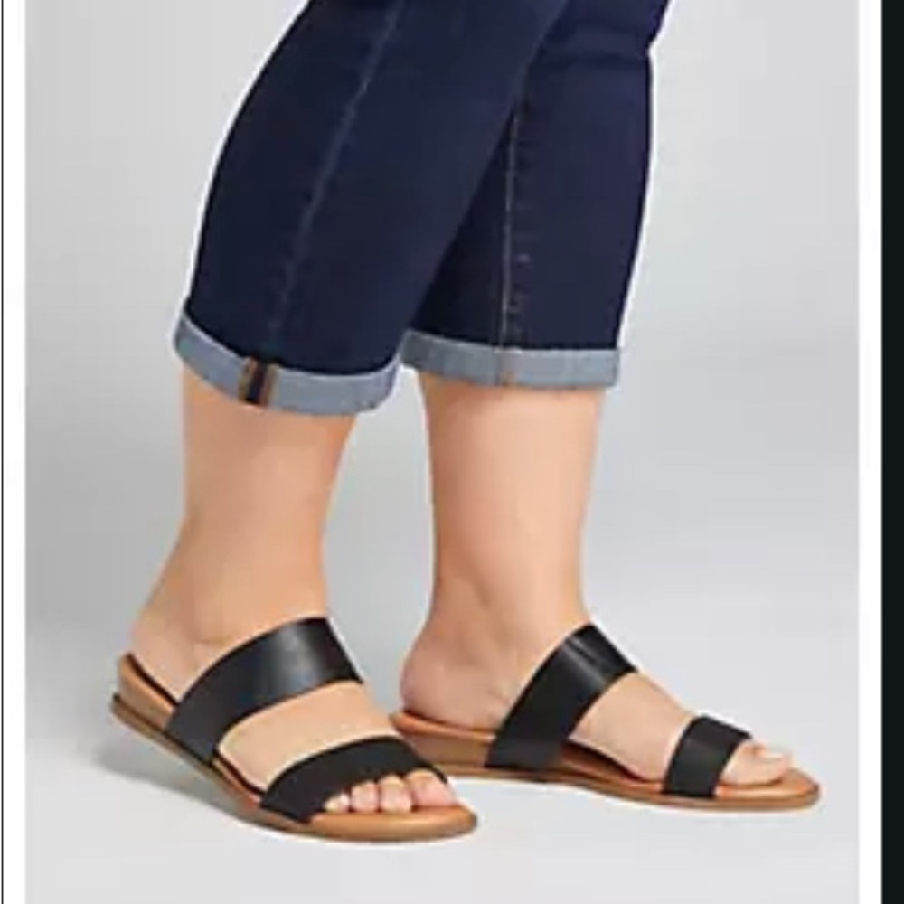 Textured Double Strap slide sandal